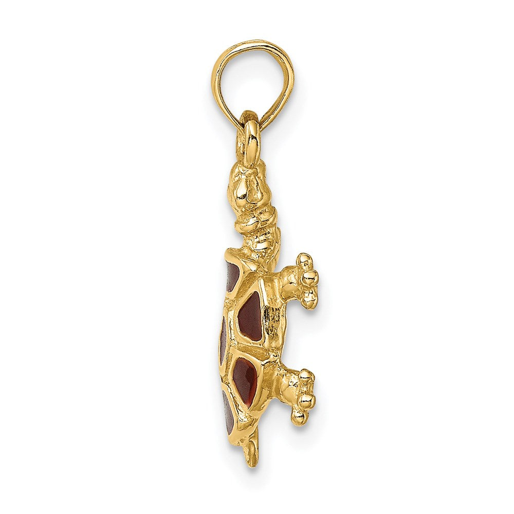 14K Gelbgold Landschildkröten-Charm mit braunem Emaille