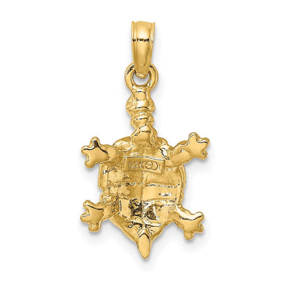 14K Gelbgold Landschildkröten-Charm mit braunem Emaille