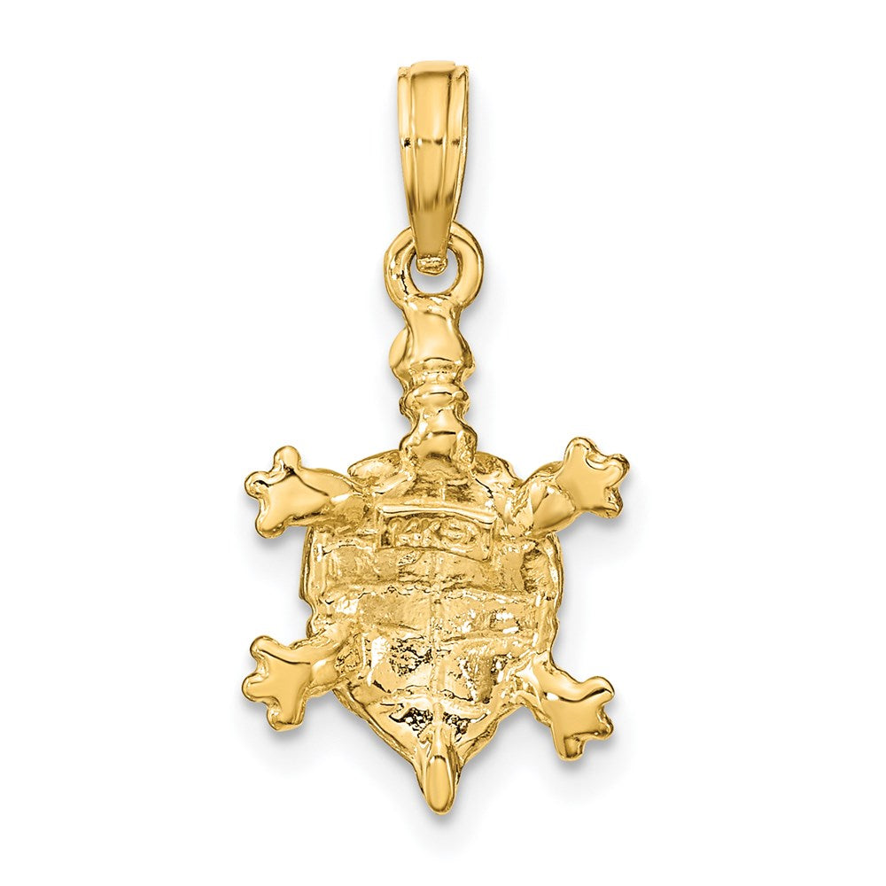 14K Gelbgold Landschildkröte Charm mit grüner Emaille