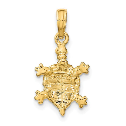14K Gelbgold Landschildkröte Charm mit grüner Emaille