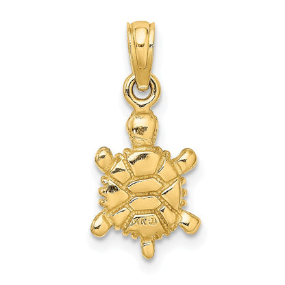 14K Gelbgold 3D-Charm „Schildkröte“ mit brauner Emaille