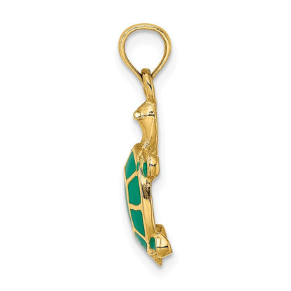 14K Gelbgold Grün Emaille Tortoise Charm