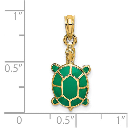 14K Gelbgold Grün Emaille Tortoise Charm
