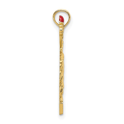 14K Gelbgold mit Emaille Flame Statue Of Liberty New York Charm