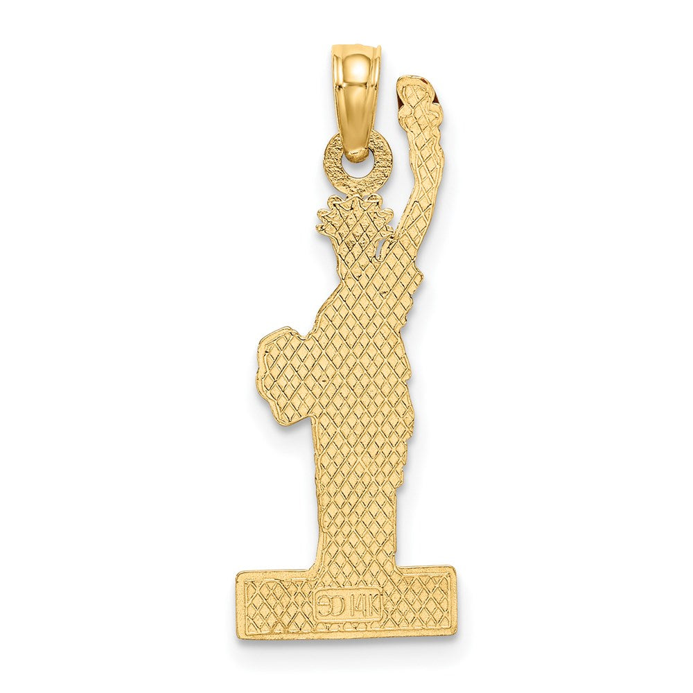 14K Gelbgold mit Emaille Flame Statue Of Liberty New York Charm