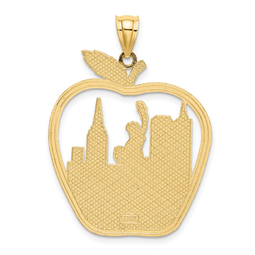 14K Gelbgold New York Apfel-Charm mit New Yorker Skyline und Freiheitsstatue