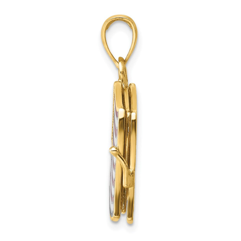 14K Gelbgold Charm mit Emaille, 3-D Fahnenbuch „Treueschwur“