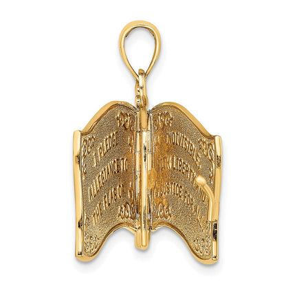14K Gelbgold Charm mit Emaille, 3-D Fahnenbuch „Treueschwur“