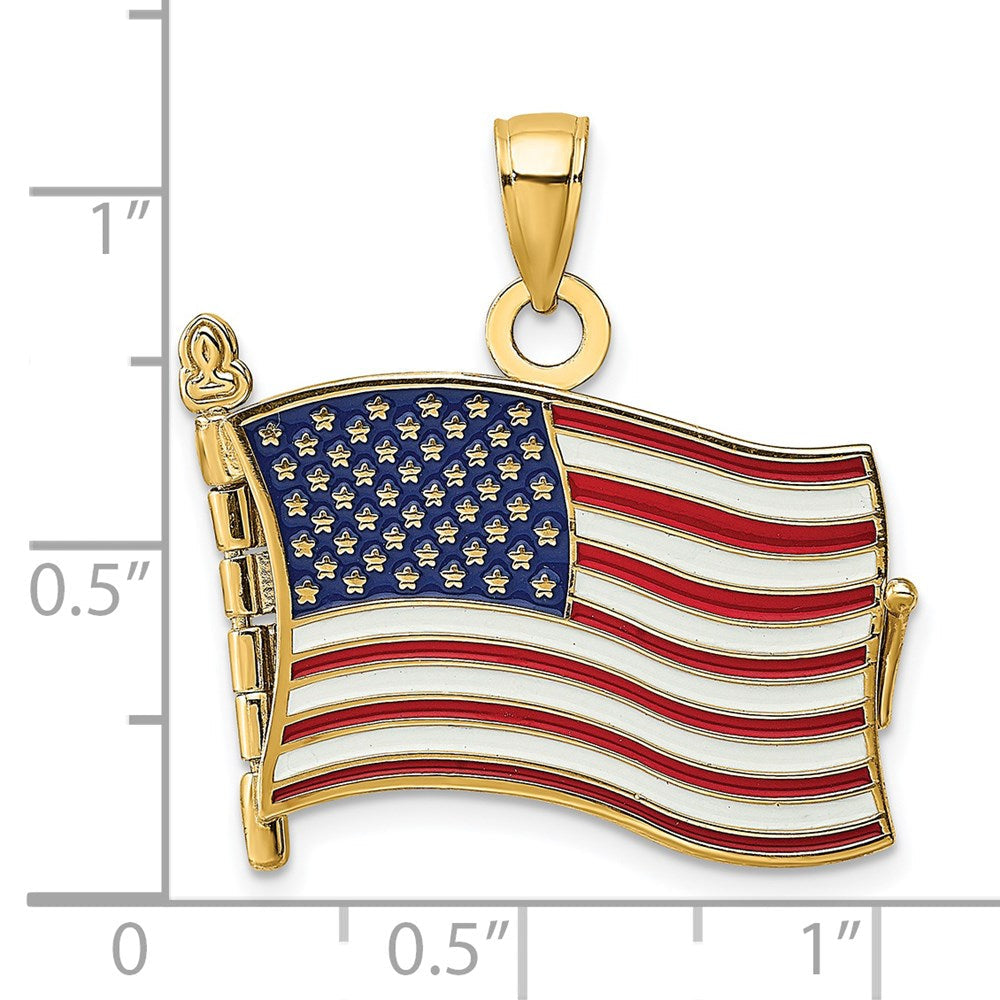 14K Gelbgold Charm mit Emaille, 3-D Fahnenbuch „Treueschwur“