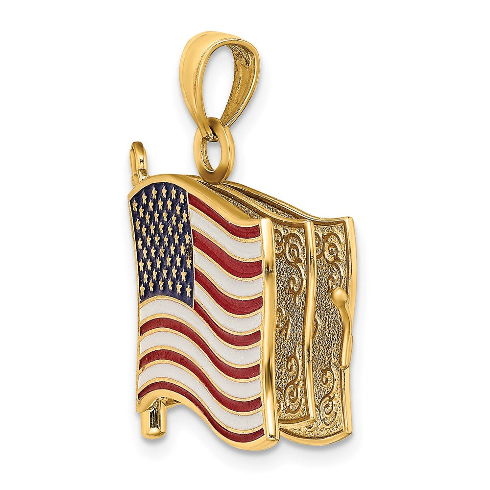 14K Gelbgold Charm mit Emaille, 3-D Fahnenbuch „Treueschwur“