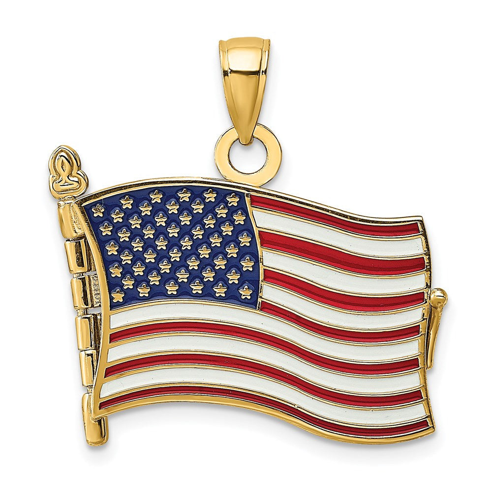 14K Gelbgold Charm mit Emaille, 3-D Fahnenbuch „Treueschwur“