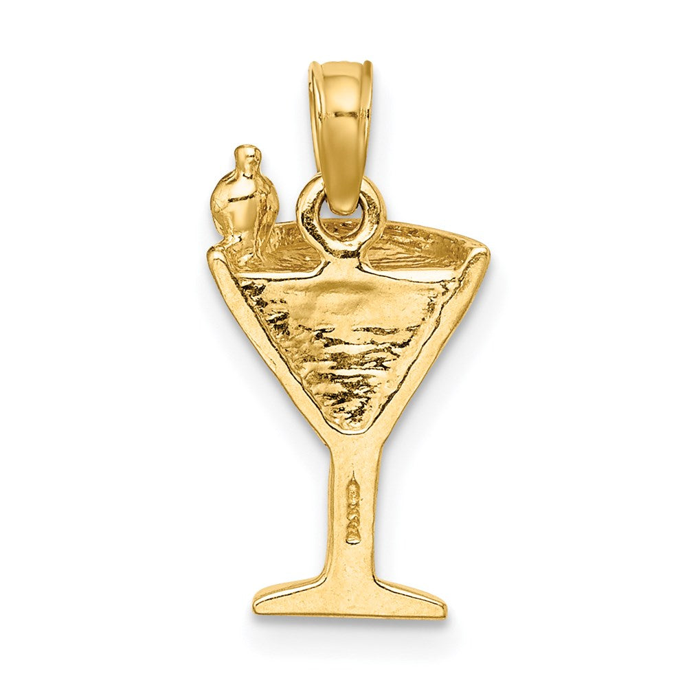 14K Gelbgold Cosmo-Martini-Charm mit Olive, rosa emailliert