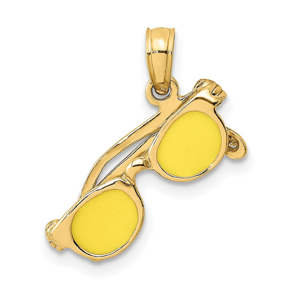 14K Gelbgold 3d Emailliert Sunglasses Beweglich Charm