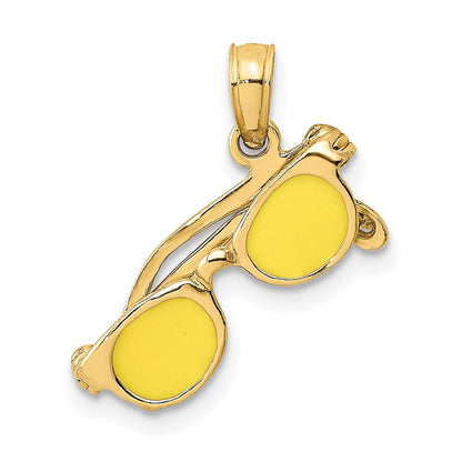 14K Gelbgold 3d Emailliert Sunglasses Beweglich Charm