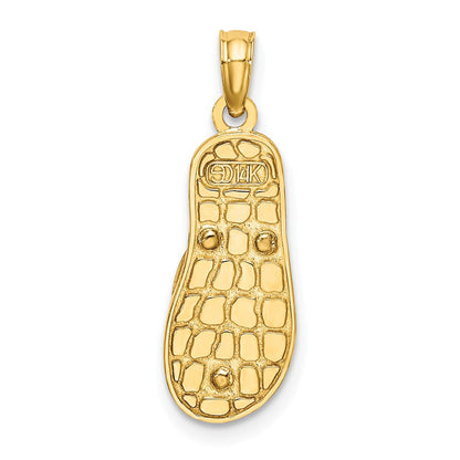 14 Karat Gelbgold 3D-Emaille-Anker auf Flip-Flop-Charm mit blauen Polka-Dots