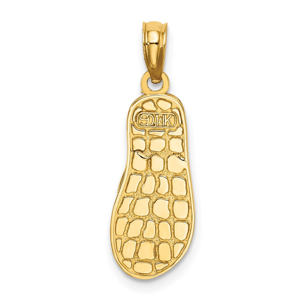14K Gelbgold Zehentrenner-Charm mit 3D-Emaille-Eimer auf blauem Punktmuster