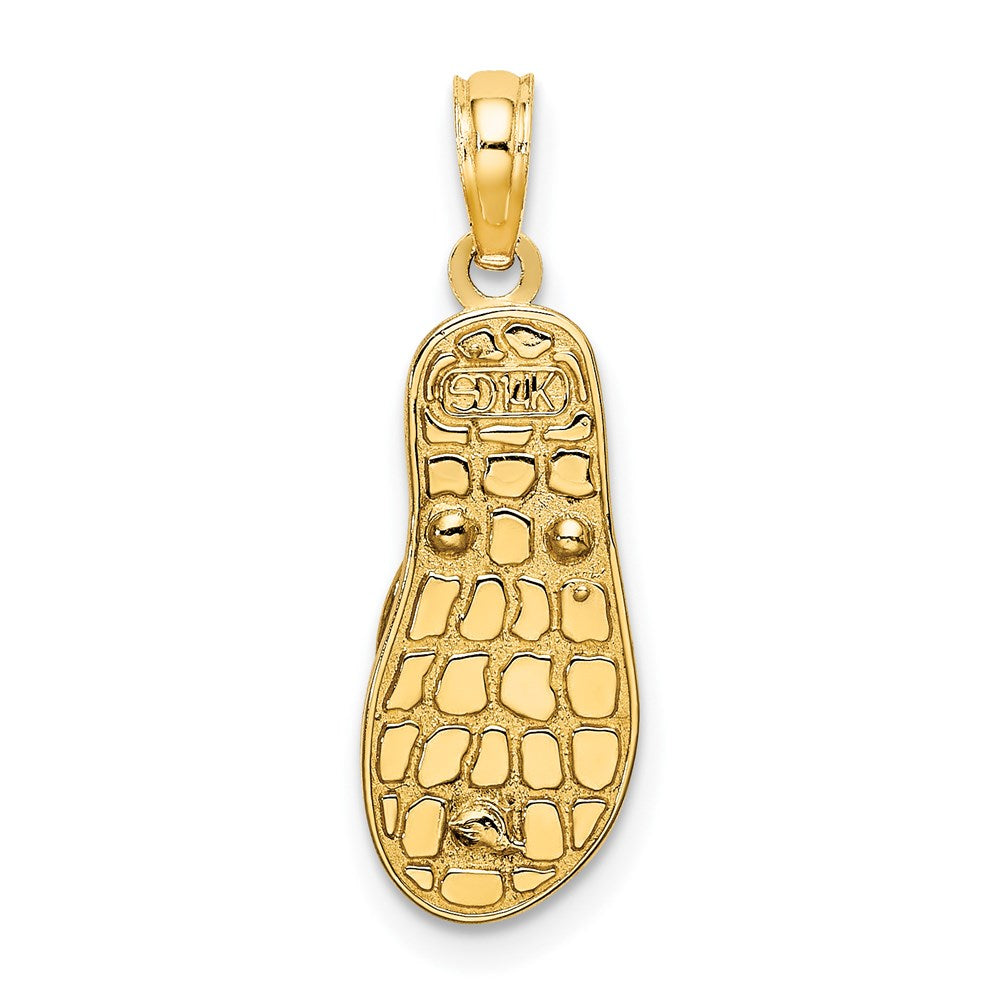 14K Gelbgold 3D-Emaille-Muschel auf blauem Polka-Dot-Flip-Flop-Charm
