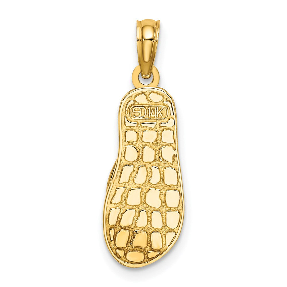 14K Gelbgold Charm „3D-Anker auf Streifen-Flip-Flop" mit Emaille