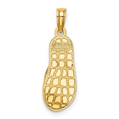 14K Gelbgold Charm „3D-Anker auf Streifen-Flip-Flop" mit Emaille