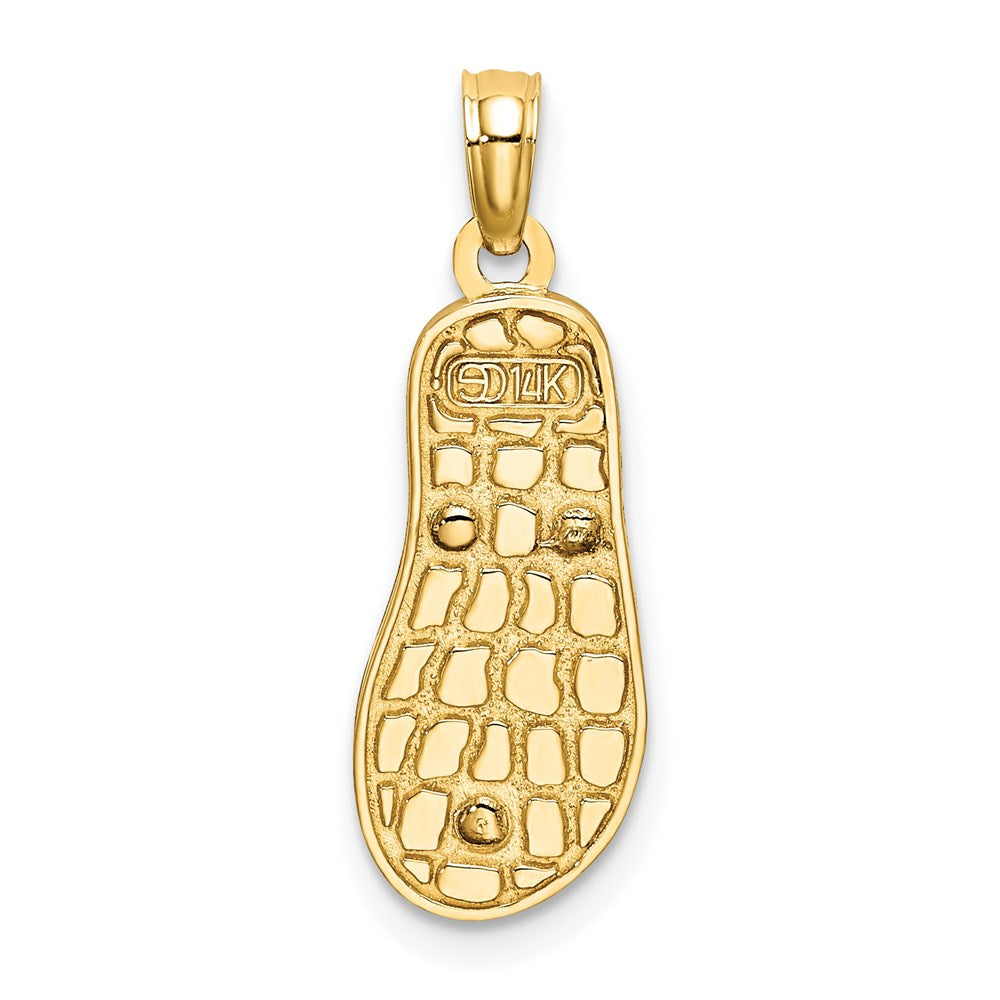 14K Gelbgold 3D-Emaille-Eimer-Charm auf gestreiftem Flip-Flop