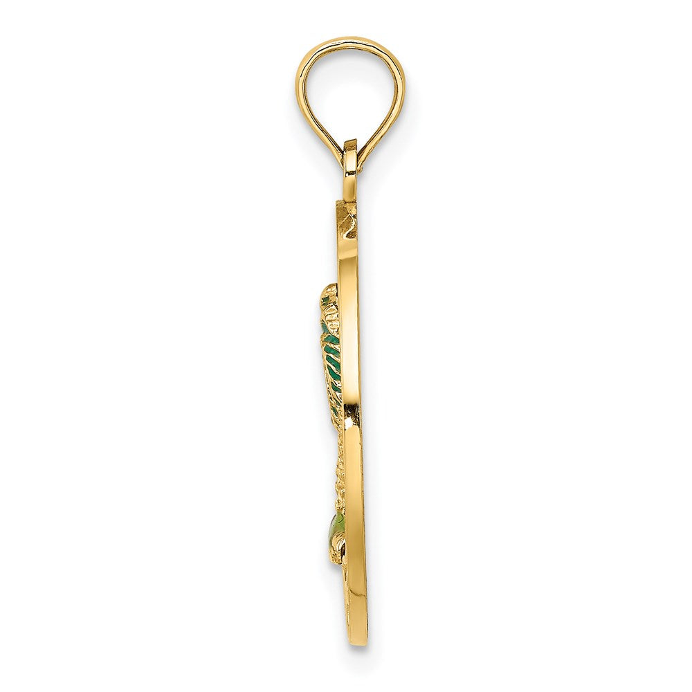 14K Gelbgold FLORIDA Emaille Palme Kreis-Charm
