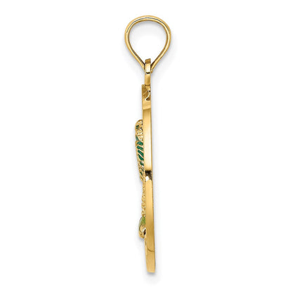 14K Gelbgold FLORIDA Emaille Palme Kreis-Charm