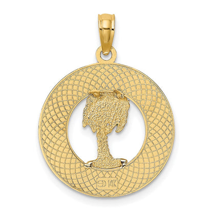 14K Gelbgold FLORIDA Emaille Palme Kreis-Charm