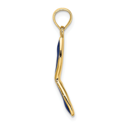 14K Gelbgold 3-d und Abgeschrägt mit Blau Emaille Masquerade Mask Anhänger