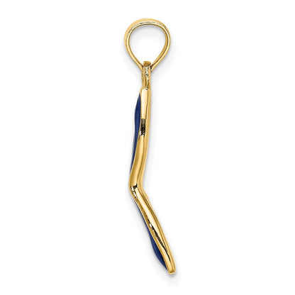 14K Gelbgold 3-d und Abgeschrägt mit Blau Emaille Masquerade Mask Anhänger