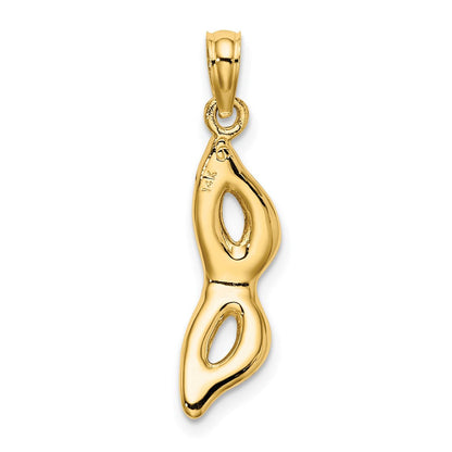 14K Gelbgold 3-d und Abgeschrägt mit Blau Emaille Masquerade Mask Anhänger