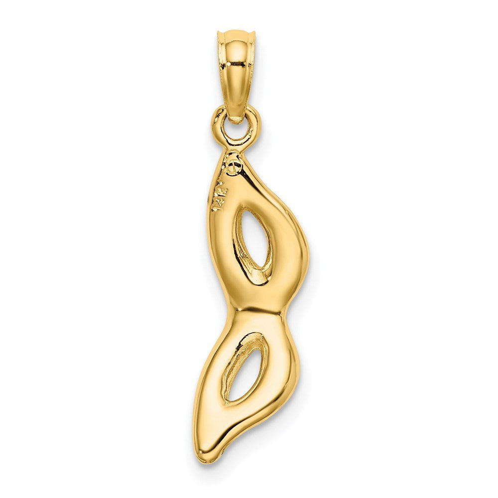 14K Gelbgold 3-d und Abgeschrägt mit Grün Emaille Masquerade Mask Anhänger