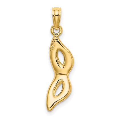 14K Gelbgold 3-d und Abgeschrägt mit Grün Emaille Masquerade Mask Anhänger