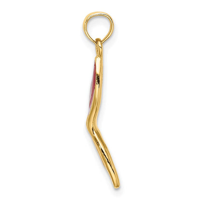 14K Gelbgold 3-d und Abgeschrägt mit Rot Emaille Masquerade Mask Anhänger