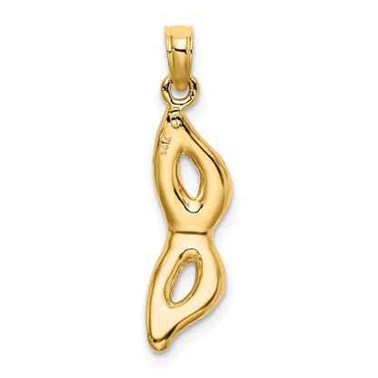 14K Gelbgold 3-d und Abgeschrägt mit Rot Emaille Masquerade Mask Anhänger