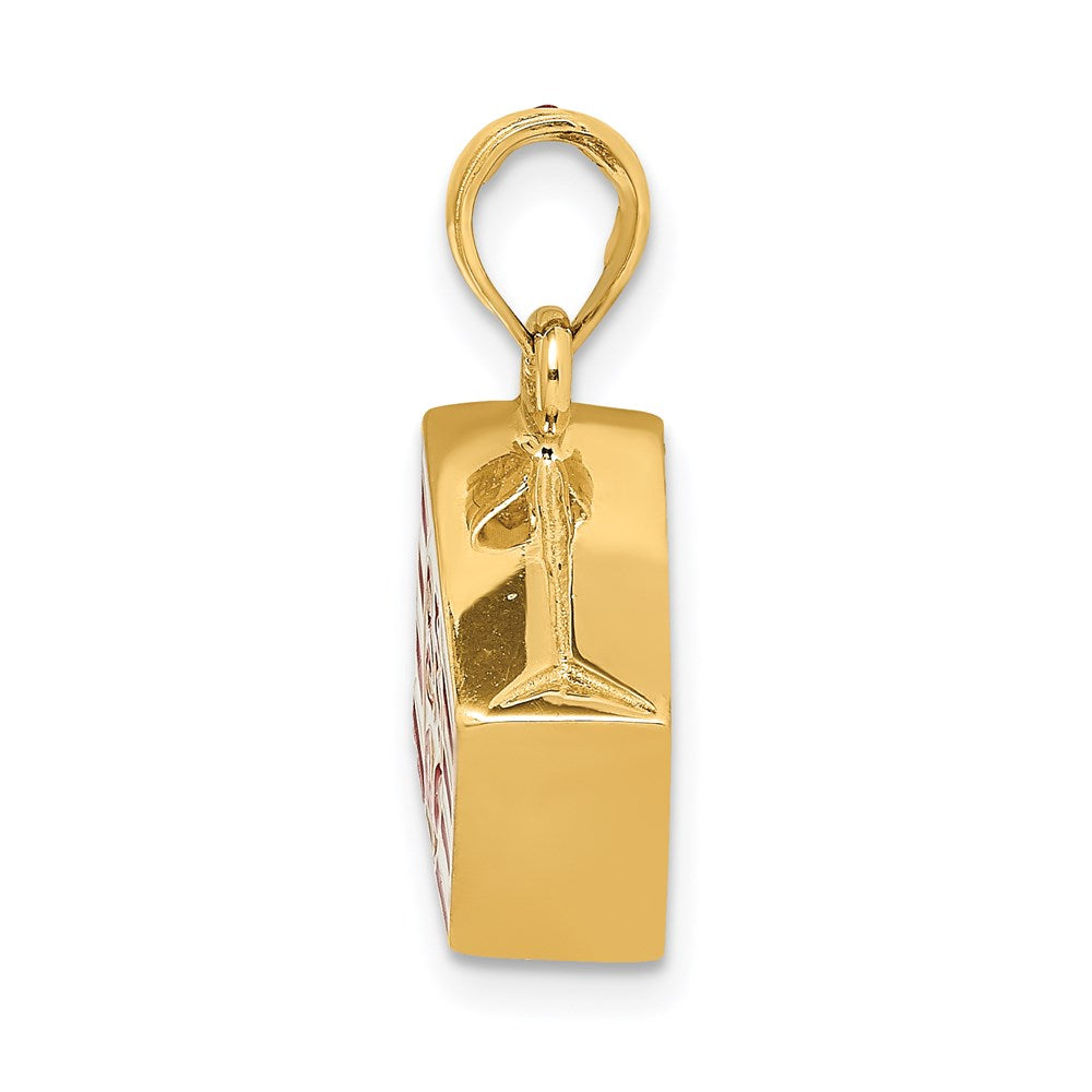 14K Gelbgold 3-d Emailliert Bag Of Popcorn Charm