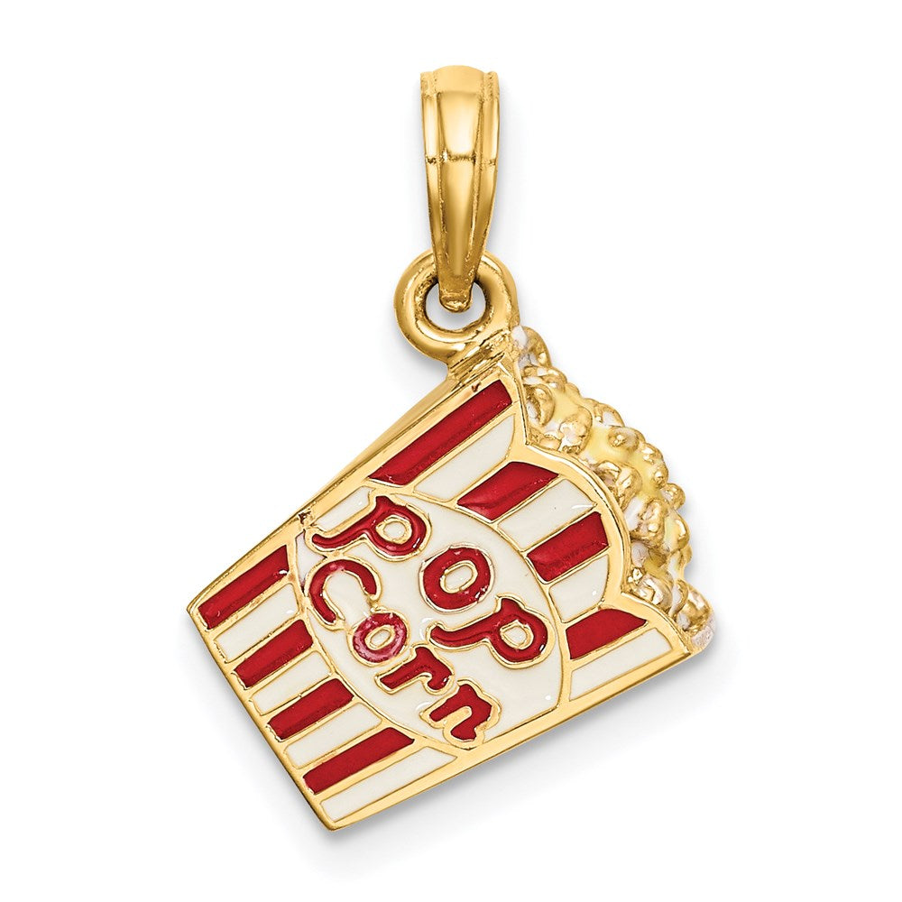 14K Gelbgold 3-d Emailliert Bag Of Popcorn Charm