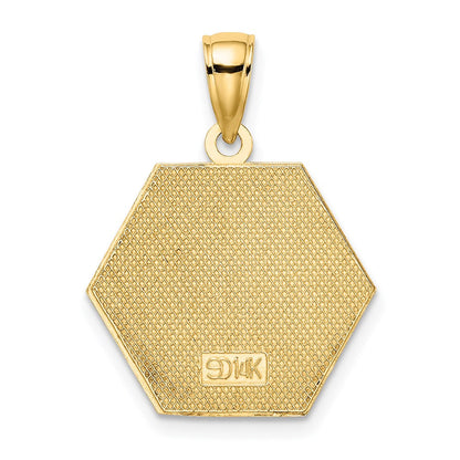 14K Gelbgold Emailliert Strukturiert Rückseite Caduceus Medizinisch Plättchen