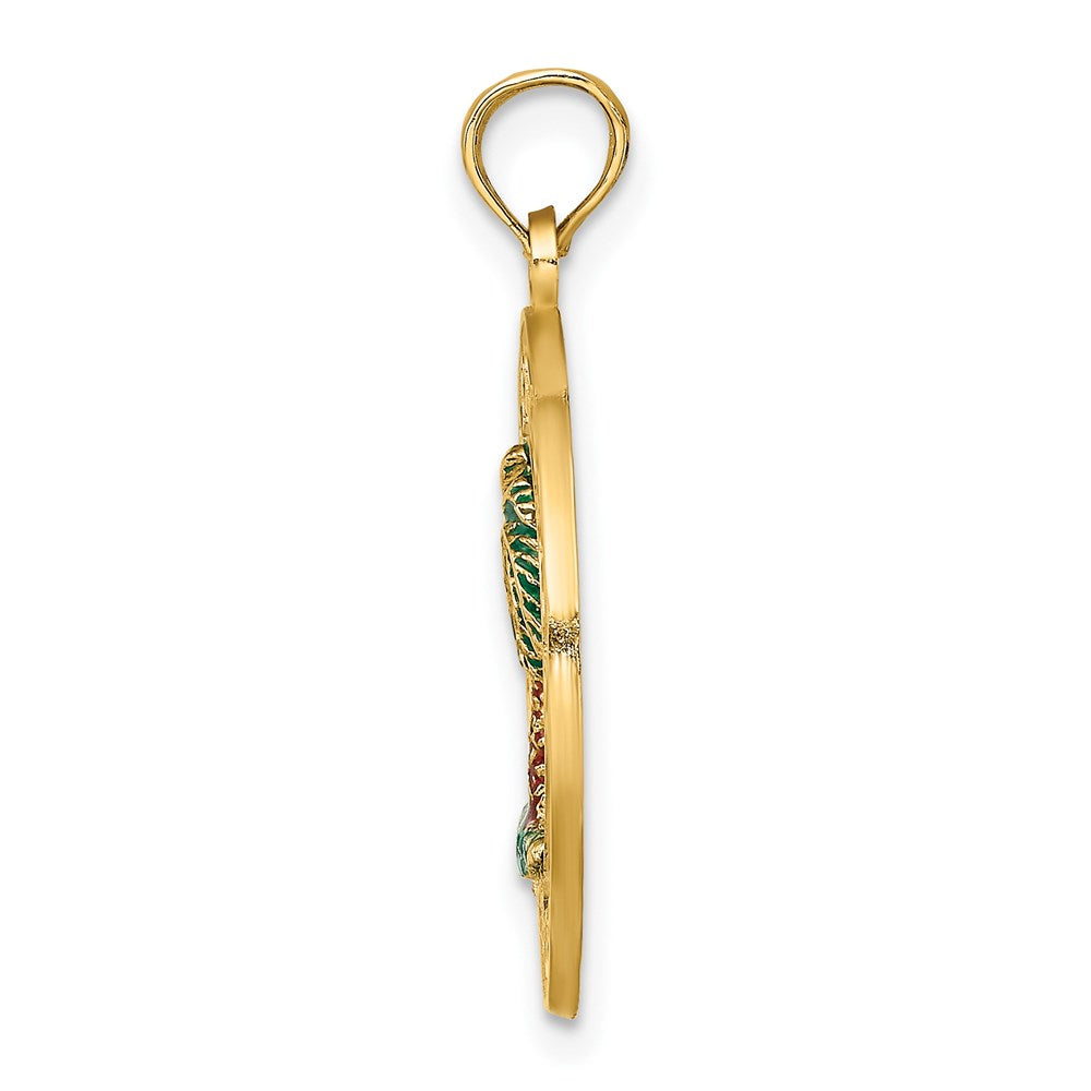 14K Gelbgold Emaille Palmenbaum "CHARLESTON" Kreis-Charm