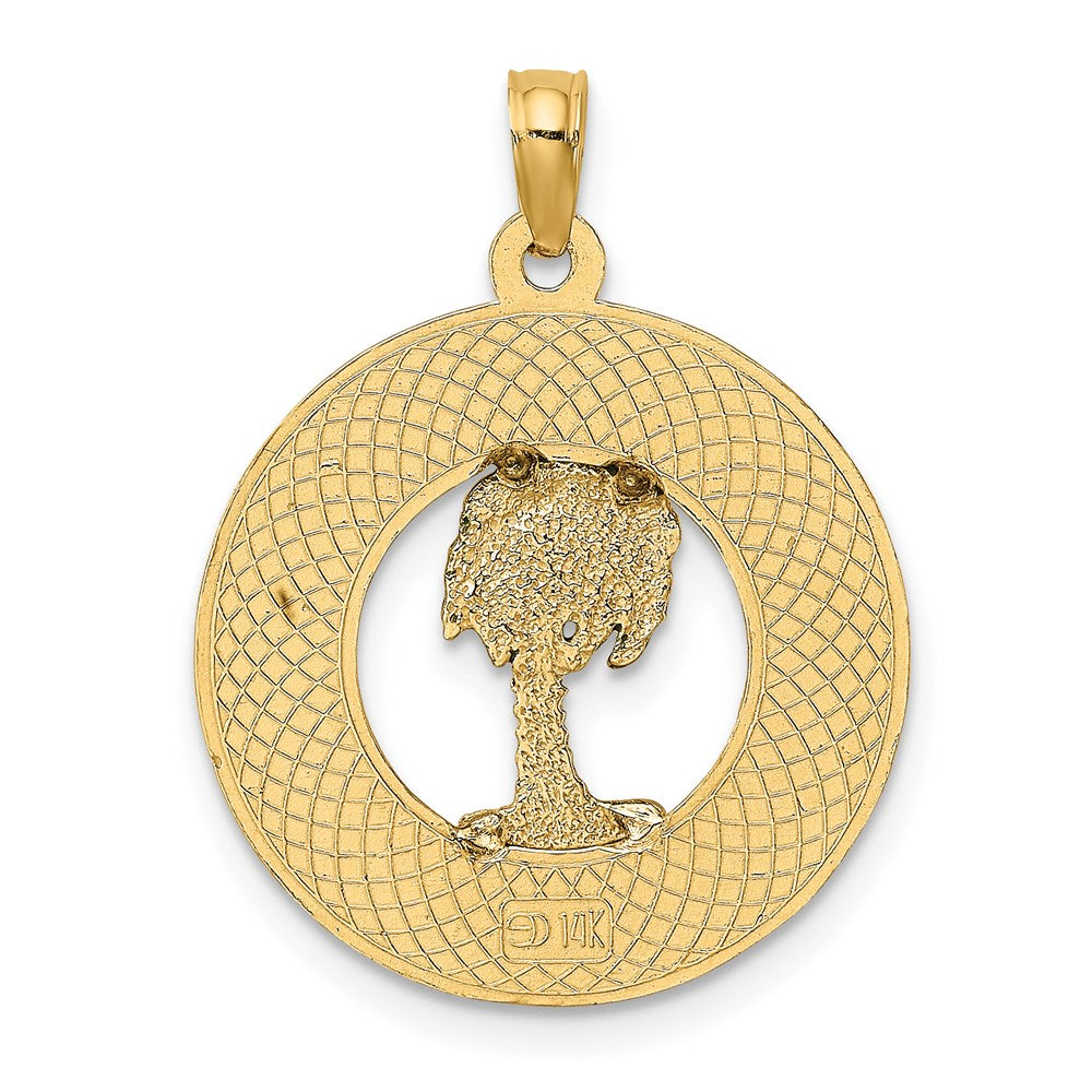 14K Gelbgold Emaille Palmenbaum "CHARLESTON" Kreis-Charm