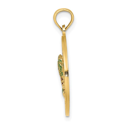 14 Karat Gelbgold Emaille Palmen "CHARLESTON" Kreis-Charm