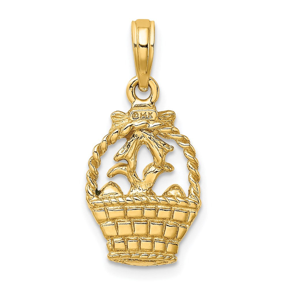 14 Karat Gelbgold Charm „Ostern-Korb“ emailliert, mit Schleifen-Hase und Eiern