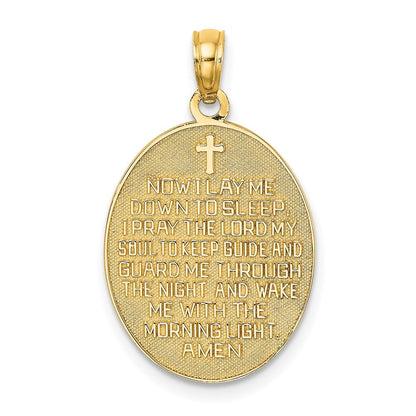 14K Gelbgold Emaillierter Wendbarer Kinder-Gebetsanhänger mit Mädchen-Charm