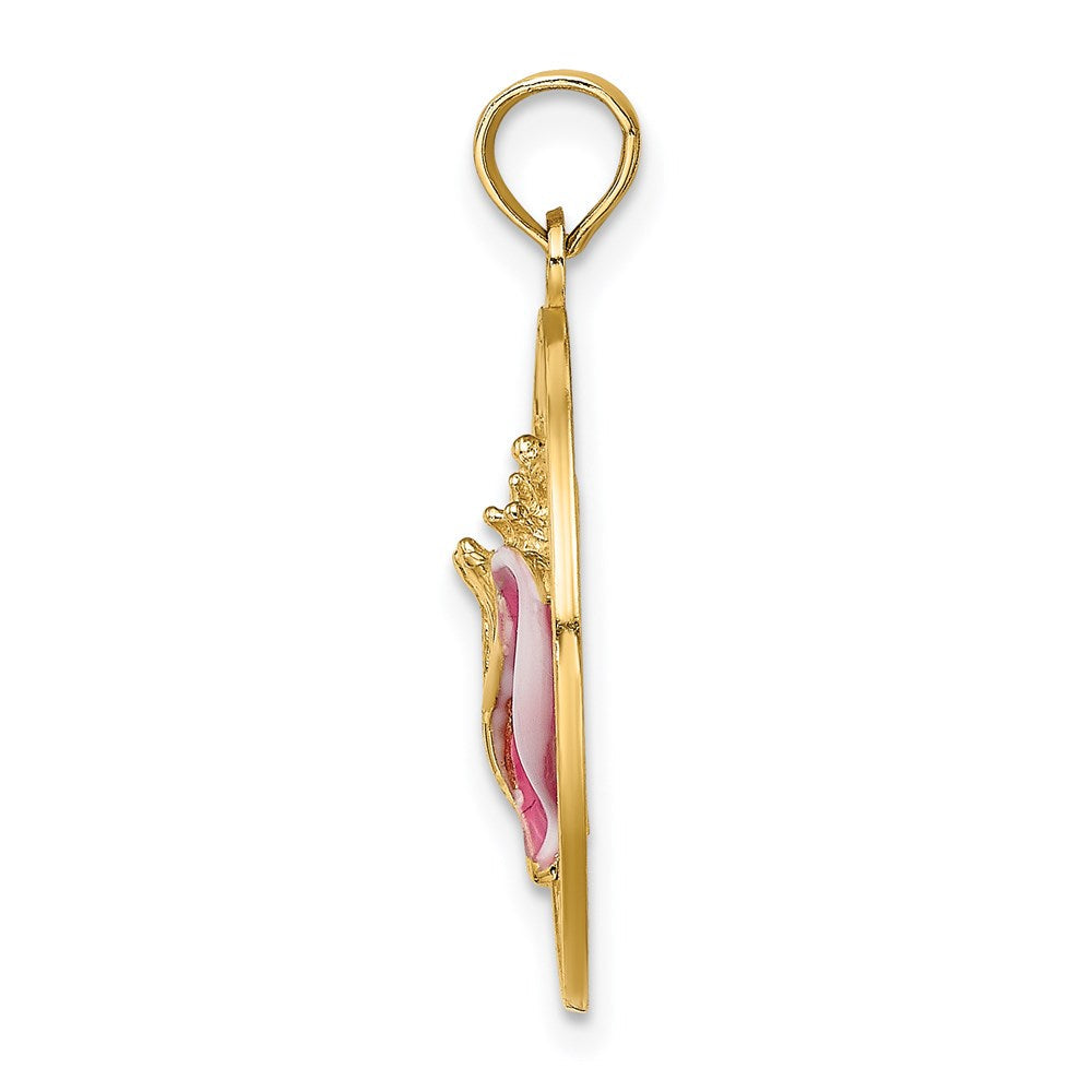 14K Gelbgold SAINT AUGUSTINE Charm mit Muschelschale-Kreis, emailliert