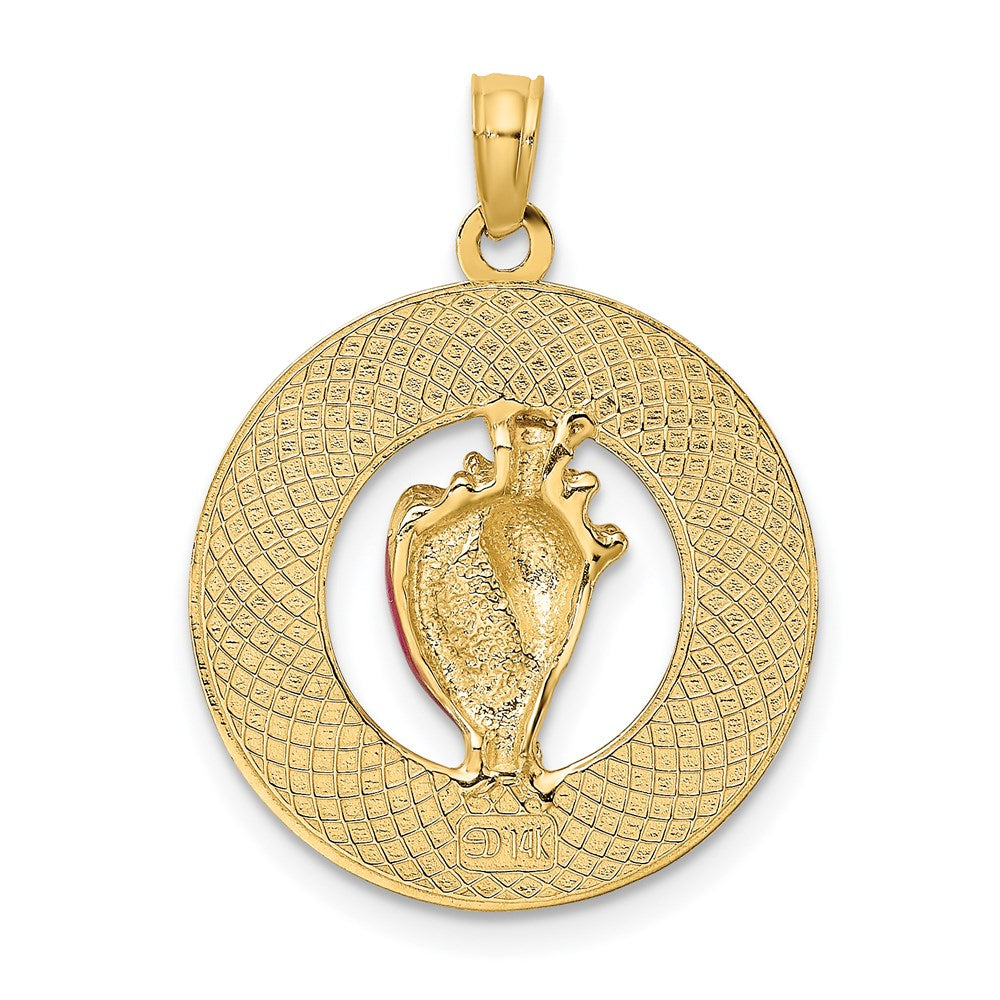 14K Gelbgold SAINT AUGUSTINE Charm mit Muschelschale-Kreis, emailliert