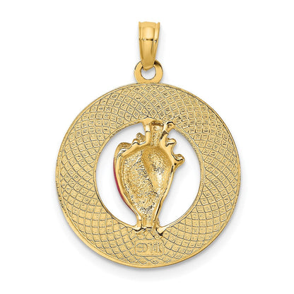 14K Gelbgold SAINT AUGUSTINE Charm mit Muschelschale-Kreis, emailliert
