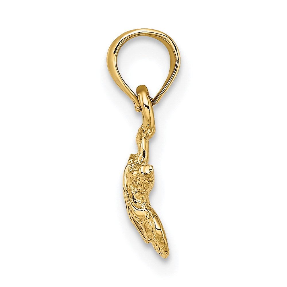 14K Gelbgold Strukturiert und Emailliert Meer Schildkröte Charm