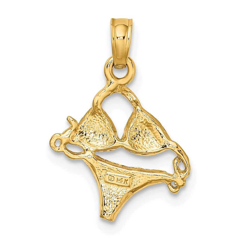 14K Gelbgold Rosa Emailliert Bikini Bathing Suit Charm