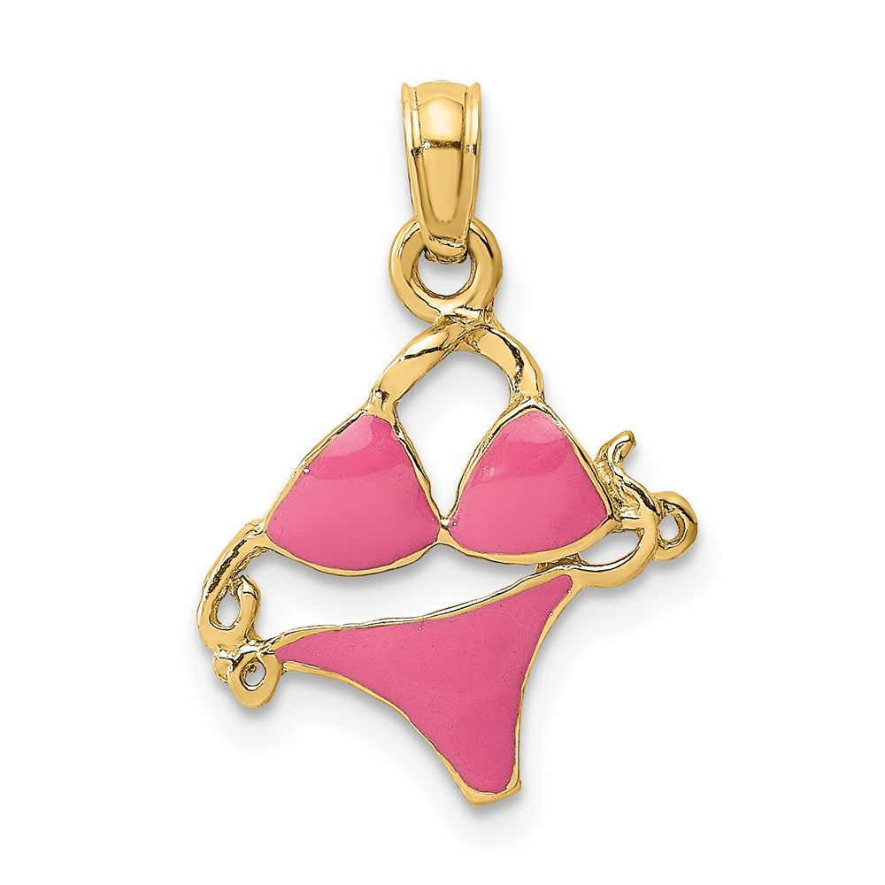 14K Gelbgold Rosa Emailliert Bikini Bathing Suit Charm