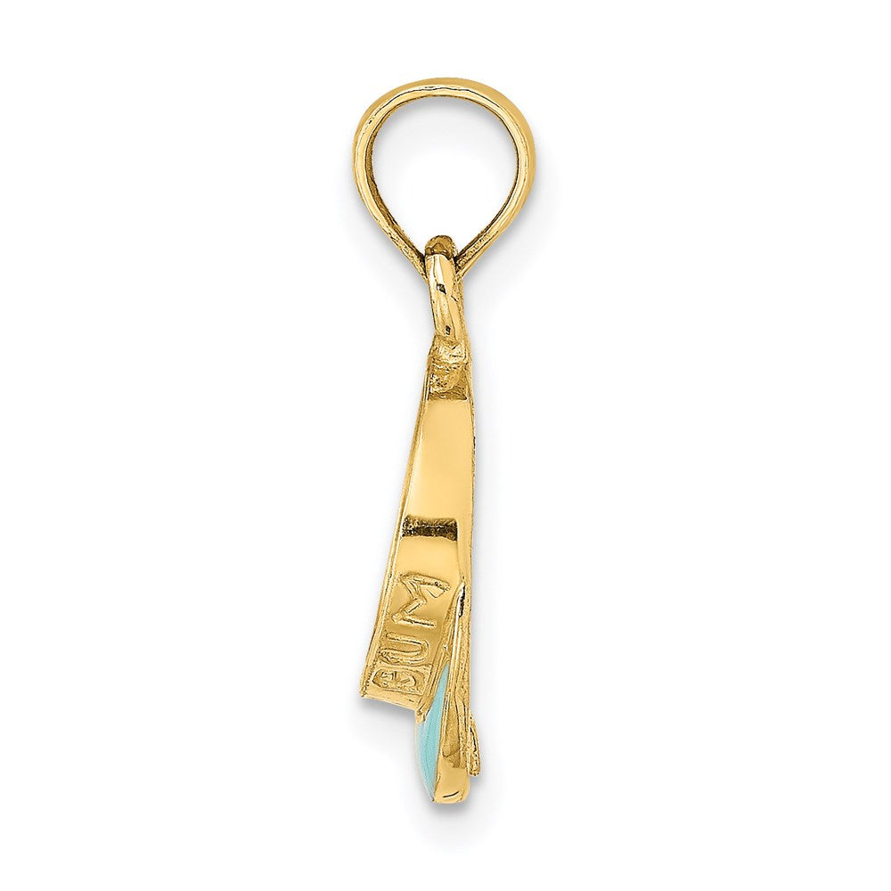 14K Gelbgold Aqua Emailliert Beach Sonne Visor Charm