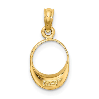 14K Gelbgold Aqua Emailliert Beach Sonne Visor Charm